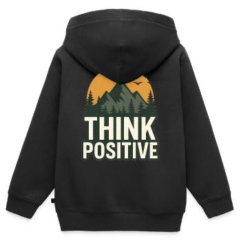 T-shirt « Pensez positif » pour l'aventure dans la nature - Sweat Premium à capuche zippé enfant bio - noir - Dos - AI Model Kid Male (0cm)