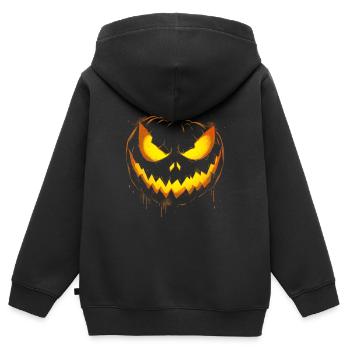 Visage de citrouille effrayant Halloween - Sweat Premium à capuche zippé enfant bio - noir - Dos - AI Model Kid Male (0cm)