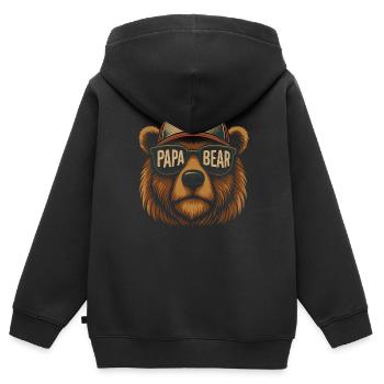 Papabear Vatertag bester Papa Bear - Kinder Premium Organic Zip Hoodie - Schwarz - Hinten - AI Model Kid Male (0cm)
