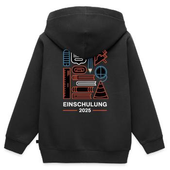 Einschulung 2025 Grundschule Schulstart - Kinder Premium Organic Zip Hoodie - Schwarz - Hinten - AI Model Kid Male (0cm)