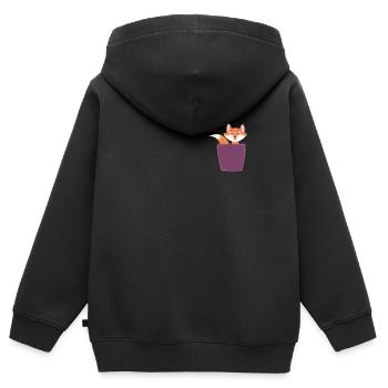 Renard dans la poche poitrine - Sweat Premium à capuche zippé enfant bio - noir - Dos - AI Model Kid Male (0cm)