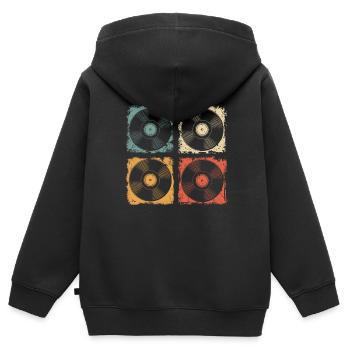 Retro Vinyl Record - Vintage LP Vinyl DJ - Kids Premium Organic Zip-up Hoodie - black - Back - AI Model Kid Male (0cm)