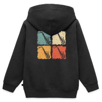 Vintage Saxophon Saxophonist Jazz Musiker - Kinder Premium Organic Zip Hoodie - Schwarz - Hinten - AI Model Kid Male (0cm)