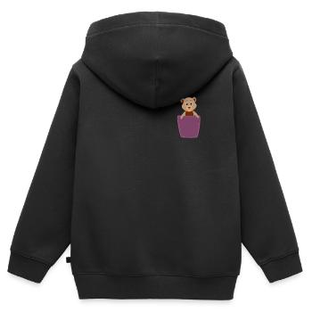 Ours dans la poche de poitrine - Sweat Premium à capuche zippé enfant bio - noir - Dos - AI Model Kid Male (0cm)