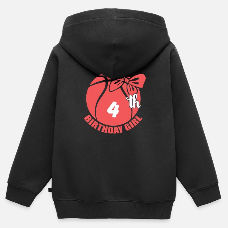 Basket-ball 4e anniversaire Basketteur - Sweat Premium à capuche zippé enfant bio - noir