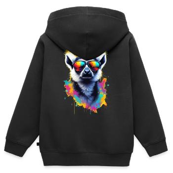 Dj Lémurien avec lunettes de soleil Trend Design T-Shirt - Sweat Premium à capuche zippé enfant bio - noir - Dos - AI Model Kid Male (0cm)