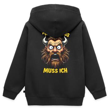 Chemise Viking Saying – Nen Scheiß muss ich Design - Sweat Premium à capuche zippé enfant bio - noir - Dos - AI Model Kid Male (0cm)