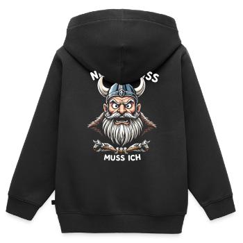 Chemise Viking Saying – Nen Scheiß muss ich Design - Sweat Premium à capuche zippé enfant bio - noir - Dos - AI Model Kid Male (0cm)