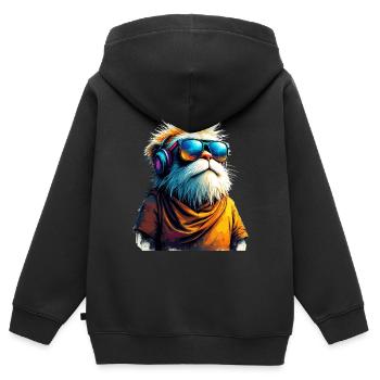 Dj suricate avec lunettes de soleil T-Shirt - Sweat Premium à capuche zippé enfant bio - noir - Dos - AI Model Kid Male (0cm)