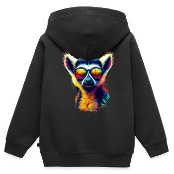 Dj Lémurien avec lunettes de soleil T-Shirt - Sweat Premium à capuche zippé enfant bio - noir - Dos - AI Model Kid Male (0cm)