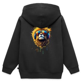 Dj Suricate chat avec lunettes de soleil T-Shirt - Sweat Premium à capuche zippé enfant bio - noir - Dos - AI Model Kid Male (0cm)