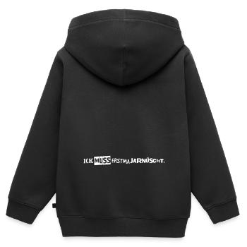Ick muss erstma jarnüscht. - Kinder Premium Organic Zip Hoodie - Schwarz - Hinten - AI Model Kid Male (0cm)