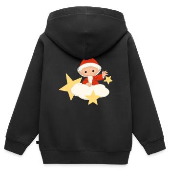 Sandmännchen auf der Wolke mit Sternen - Kinder Premium Organic Zip Hoodie - Schwarz - Hinten - AI Model Kid Male (0cm)