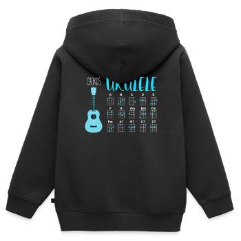 UKULELE CHORDS - Kinder Premium Organic Zip Hoodie - Schwarz - Hinten - AI Model Kid Male (0cm)