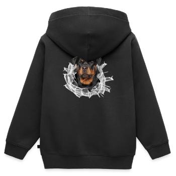 Rottweiler im Glas Loch - Kinder Premium Organic Zip Hoodie - Schwarz - Hinten - AI Model Kid Male (0cm)