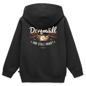 Dorfmädl Dorfkind Hirsch Geweih Blumen Dorf Spruch - Kinder Premium Organic Zip Hoodie - Schwarz - Hinten - AI Model Kid Male (0cm)