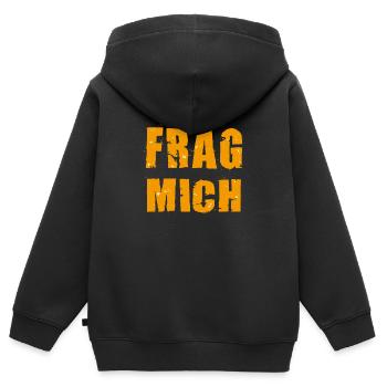 Frag mich, Ask me, So frag doch - warum nicht? - Kinder Premium Organic Zip Hoodie - Schwarz - Hinten - AI Model Kid Male (0cm)