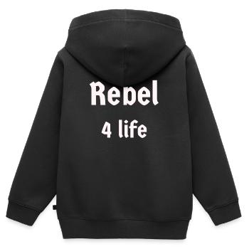 Rebel 4 life Rebell fürs Leben Revolution - Kinder Premium Organic Zip Hoodie - Schwarz - Hinten - AI Model Kid Male (0cm)