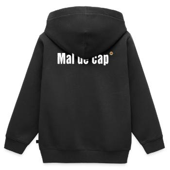 OBV – Mal de cap - Sweat Premium à capuche zippé enfant bio - noir - Dos - AI Model Kid Male (0cm)