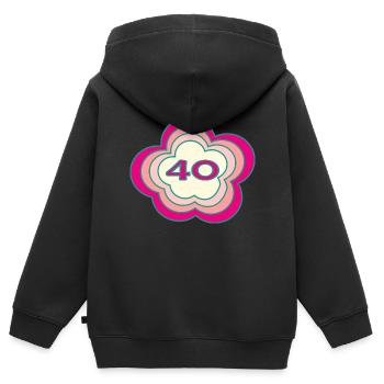 40. 40 JAHRE. 40-JÄHRIGES JUBILÄUM. GEBURTSTAG 40 JAHRE. - Kinder Premium Organic Zip Hoodie - Schwarz - Hinten - AI Model Kid Male (0cm)