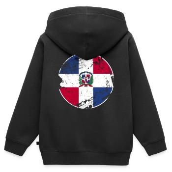 Dom Rep Vintage Drapeau Dominicain - Sweat Premium à capuche zippé enfant bio - noir - Dos - AI Model Kid Male (0cm)