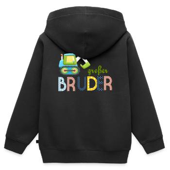 großer Bruder Traktor - Kinder Premium Organic Zip Hoodie - Schwarz - Hinten - AI Model Kid Male (0cm)