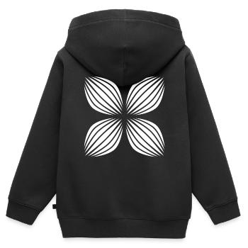 Op-Art Blume / weiß - Kinder Premium Organic Zip Hoodie - Schwarz - Hinten - AI Model Kid Male (0cm)