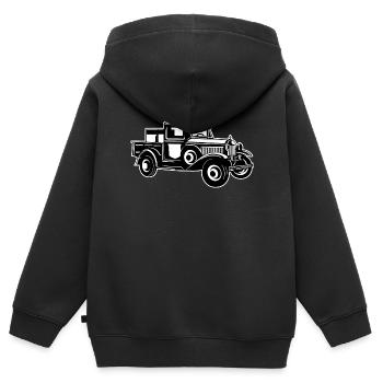 Pickup Oldtimer Truck 01_schwarz weiß - Kinder Premium Organic Zip Hoodie - Schwarz - Hinten - AI Model Kid Male (0cm)