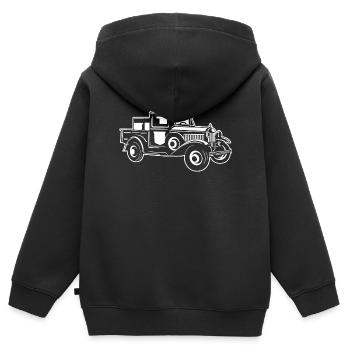 Pick-up Classic Car 01_weiß - Sweat Premium à capuche zippé enfant bio - noir - Dos - AI Model Kid Male (0cm)