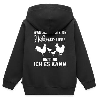 Hühner Hühnerstall Huhn Geschenk - Kinder Premium Organic Zip Hoodie - Schwarz - Hinten - AI Model Kid Male (0cm)