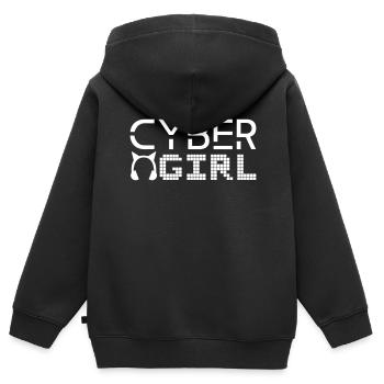 Cyber girl - Sweat Premium à capuche zippé enfant bio - noir - Dos - AI Model Kid Male (0cm)