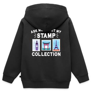 Stamp collecting - Kids Premium Organic Zip-up Hoodie - black - Back - AI Model Kid Male (0cm)