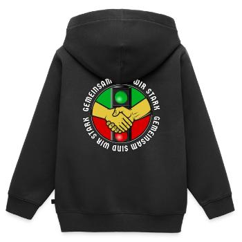 Gemeinsam sind wir Stark - Kinder Premium Organic Zip Hoodie - Schwarz - Hinten - AI Model Kid Male (0cm)