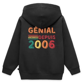 génial depuis 2006 - cadeau d'anniversaire - Sweat Premium à capuche zippé enfant bio - noir - Dos - AI Model Kid Male (0cm)