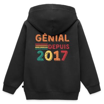 génial depuis 2017 - Sweat Premium à capuche zippé enfant bio - noir - Dos - AI Model Kid Male (0cm)
