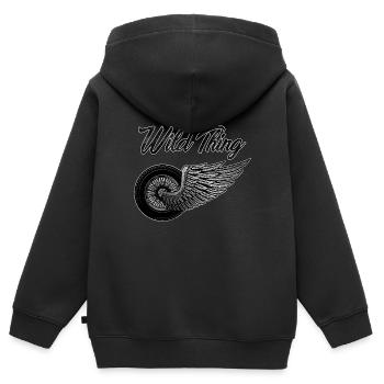 Idée cadeau femme Wild Thing aile de moto - Sweat Premium à capuche zippé enfant bio - noir - Dos - AI Model Kid Male (0cm)