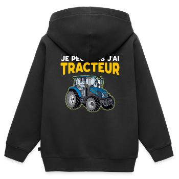 Tracteur Pour Homme Et Enfant - Sweat Premium à capuche zippé enfant bio - noir - Dos - AI Model Kid Male (0cm)