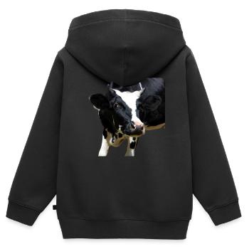 lustige Kuh Kuhkopf Geschenk Bauern Landwirte - Kinder Premium Organic Zip Hoodie - Schwarz - Hinten - AI Model Kid Male (0cm)