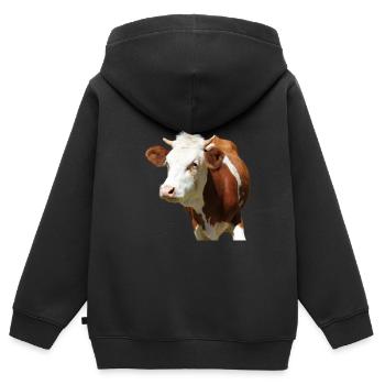 lustige Kuh Kuhkopf - Kinder Premium Organic Zip Hoodie - Schwarz - Hinten - AI Model Kid Male (0cm)