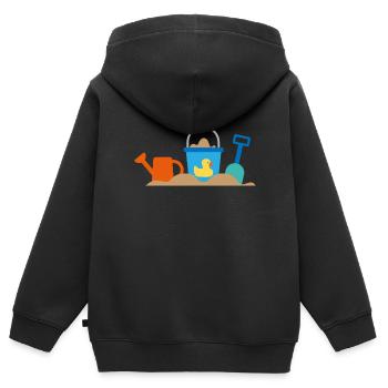 plage - Sweat Premium à capuche zippé enfant bio - noir - Dos - AI Model Kid Male (0cm)