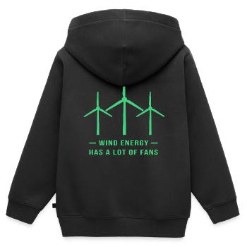 Éolienne, énergie éolienne, énergie éolienne - Sweat Premium à capuche zippé enfant bio - noir - Dos - AI Model Kid Male (0cm)