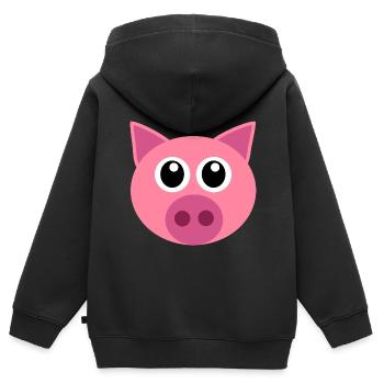 Cadeau de costume animal cochon visage cochon - Sweat Premium à capuche zippé enfant bio - noir - Dos - AI Model Kid Male (0cm)