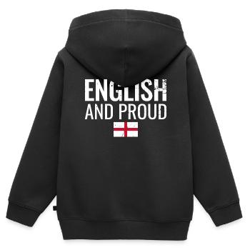 Anglais et fier Angleterre Anglais anglais anglais - Sweat Premium à capuche zippé enfant bio - noir - Dos - AI Model Kid Male (0cm)