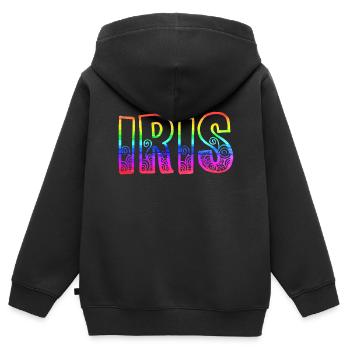iris rs regenbogen - Kinder Premium Organic Zip Hoodie - Schwarz - Hinten - AI Model Kid Male (0cm)