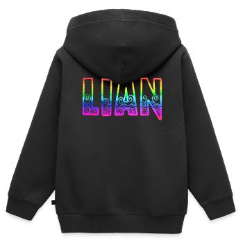 lian rs regenbogen - Kinder Premium Organic Zip Hoodie - Schwarz - Hinten - AI Model Kid Male (0cm)