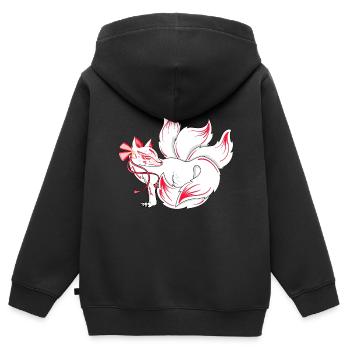 Kitsune - Kinder Premium Organic Zip Hoodie - Schwarz - Hinten - AI Model Kid Male (0cm)