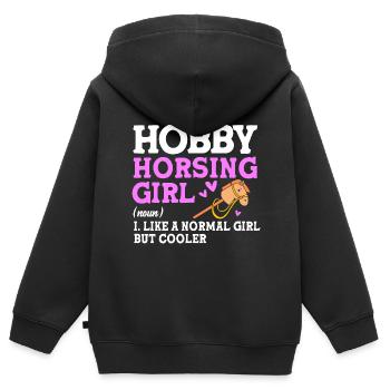 Hobby Cheval Hobby Horsing Hobbyhorsing - Sweat Premium à capuche zippé enfant bio - noir - Dos - AI Model Kid Male (0cm)