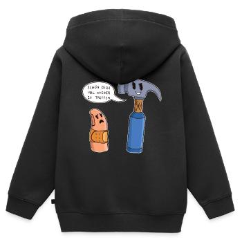 Lustige Hammer Auf Finger Aua Werkzeug Geschenk - Kinder Premium Organic Zip Hoodie - Schwarz - Hinten - AI Model Kid Male (0cm)
