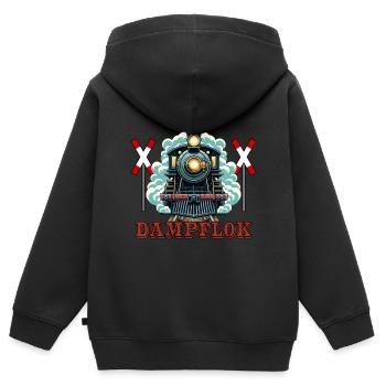 Dampflok nostalgische Eisenbahn für Kinder - Kinder Premium Organic Zip Hoodie - Schwarz - Hinten - AI Model Kid Male (0cm)
