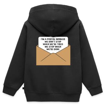 Cachet de la poste - Sweat Premium à capuche zippé enfant bio - noir - Dos - AI Model Kid Male (0cm)